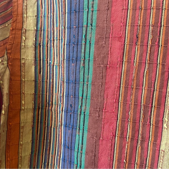 The Territory Ahead Stripe V-neck Button Front Blouse Long Sleeve Textured Woven - Picture 10 of 10